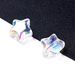Clear AB Electroplate Glass Beads, Star, Clear AB, 8.5x8.5x4mm, Hole: 1mm