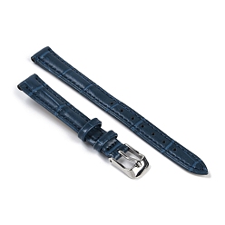 Морской Синий Кожа смотреть группы, с 201 пряжками из нержавеющей стали, регулируемые ремешки для часов, Marine Blue, 8.4~11.4x1.2~1.3x0.4~0.5 см, 2 шт / комплект