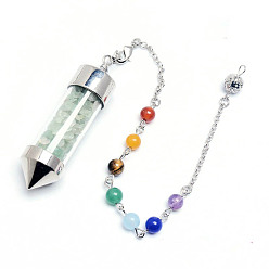 Green Dongling Colorful gravel wishing bottle conical natural crystal gravel chakra pendant crystal wishing bottle balance healing pendulum
