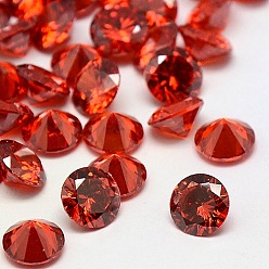 Red Cubic Zirconia Cabochons, Grade A, Faceted, Diamond, Red, 3x2mm