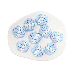 Light Sky Blue Cup Cake Food Grade Eco-Friendly Silicone Beads, Chewing Beads For Teethers, DIY Nursing Necklaces Making, Light Sky Blue, 29x28mm, Hole: 3mm