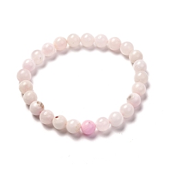 Pink Bracelet extensible en perles de calcite de mangano rose naturel pour femme, rose, diamètre intérieur: 2-1/8 pouce (5.5 cm), perles: 8 mm