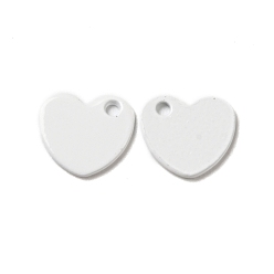White Spray Painted 201 Stainless Steel Charms, Heart Charm, White, 10x9x1mm, Hole: 1.4mm