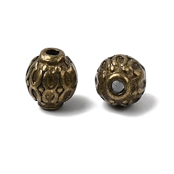 Античная Бронза Сплавочные овальные бусины тибетского стиля , без свинца, без никеля и без кадмия, круглые, античная бронза, 6 мм, отверстие : 1.5 мм