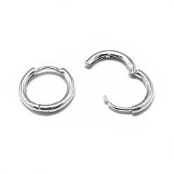 Platinum Rhodium Plated 925 Sterling Silver Hoop Earrings, Platinum, 12x2mm, Pin: 0.8mm