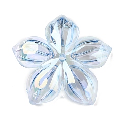 Аква Uv акриловые покрытия бусины, радужный, цветок, вода, 28x29x5.5 мм, отверстие : 1.5 мм