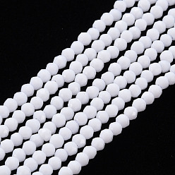 White Glass Beads Strands, Faceted, Rondelle, White, 2mm, Hole: 0.5mm, about 192~194pcs/strand, 12.99~13.39 inches(33~34cm)