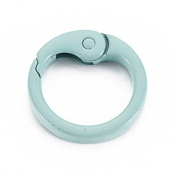 Medium Turquoise Spray Painted Alloy Spring Gate Rings, Cadmium Free & Nickel Free & Lead Free, O Rings, Medium Turquoise, 25x4mm, Hole: 19mm
