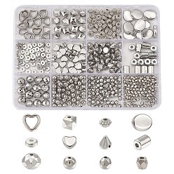 Platinum 465Pcs 12 Styles CCB Plastic Spacer Beads, Mixed Shape, Platinum, 3~8.5x3~9x3mm, Hole: 1~1.6mm