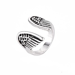 Antique Silver Vintage Wing Cuff Finger Rings for Women, Rack Plating Alloy Open Rings , Antique Silver, US Size 6 3/4(17mm)