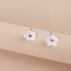 EAR3311 Fashionable and Elegant White and Blue Flower Earrings - Creative Ear Jewelry