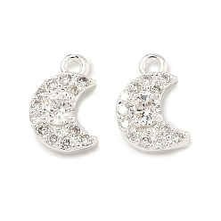 Прозрачный Кулон из циркония, Луна прелести, 925 серебро покрытием, прозрачные, 10x6.5x3.5 мм, отверстие : 1.2 мм