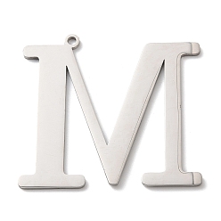 Letter M 304 подвески из нержавеющей стали, буквы, Буква М, 40x43x1.4 мм, отверстие : 2 мм