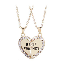 XL014-1 Gold Broken Heart Best Friends Necklace - Couple BFF Pendant Jewelry Set