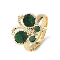 Темно-Зеленый Латунные микро проложить пальцев кольца кубического циркония, бабочка, cmолой, реальный 18 k позолоченный, долговечный, без кадмия и без свинца, стойки покрытие, темно-зеленый, размер США 7 (17.3 мм)