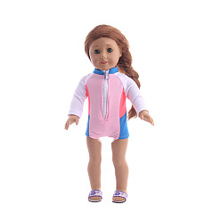 Pearl Pink Sporty Style Cloth Doll Swimsuit, Summer Doll Clothes Outfits, Fit for 18 inch American Girl Dolls, Pearl Pink, 310x235x140mm