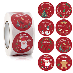 FireBrick 8 Patterns Christmas Theme Round Dot Paper Adhesive Decorative Stickers Roll Tape, for Card-Making, Scrapbooking, Diary, Planner, Envelope & Notebooks, FireBrick, 38mm