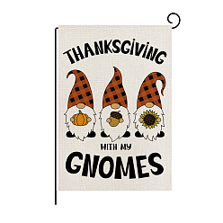 Gnome Garden Flag for Thanksgiving Day, Double Sided Burlap House Flags, for Home Garden Yard Office Decorations, Human, 450x300mm