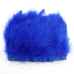 Blue Turkey Feather Fringe Trimming, Costume Accessories, Dyed, Blue, 5-1/8 inch(130mm), about 2.19 Yards(2m)/Bag
