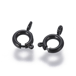 Electrophoresis Black 304 Stainless Steel Smooth Surface Spring Ring Clasps, Electrophoresis Black, 5x1.3mm, Hole: 1.4mm