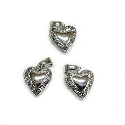 Платина Подвески латуни медальон, фоторамки кулоны для ожерелий, сердце, платина, 15x13x4.5 мм, отверстие : 5.5x4 мм, внутренний диаметр: 8x7 мм