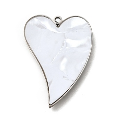 Нержавеющая Сталь Цвет 304 из нержавеющей стали сердце прелести, с пластиковой имитацией оболочки, цвет нержавеющей стали, 25x18.3x1 мм, отверстие : 1.4 мм