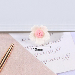 White Opaque Resin Cabochons, Flower, White, 10mm