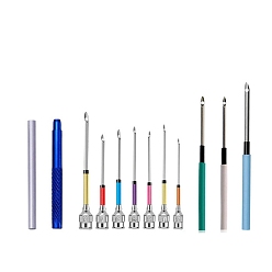 Mixed Color Stainless Steel Punch Embroidery Tool Kits, including Punch Needle Handle, Replacement Needle, Mixed Color, 110x70x20mm
