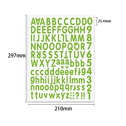 Green Yellow PVC Self-Adhesive Letter & Number Stickers, for Party Decorative Presents, Green Yellow, 297x210mm