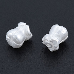 Creamy White ABS Plastic Imitation Pearl Beads, Flower, Creamy White, 7x6mm, Hole: 0.8mm