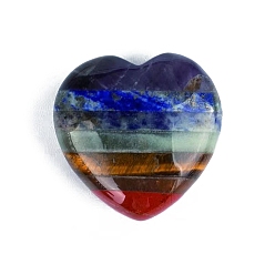 Mixed Stone Gemstone Heart Palm Stone, Massage Tools, Pocket Stone for Energy Balancing Meditation, 30x30x15mm
