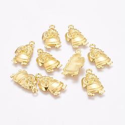 Golden Alloy Pendants, Christmas Santa Claus, Lead Free and Cadmium Free, Golden, 24.9x13x4mm, Hole: 2mm