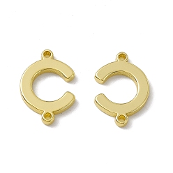 Letter C Rack Plating Brass Connector Charms, Real 18K Gold Plated, Long-Lasting Plated, Cadmium Free & Nickel Free & Lead Free, Letter Links, Letter.C, 14x10x1.5mm, Hole: 1mm
