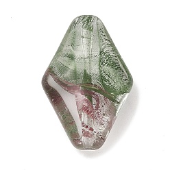 Dark Olive Green Transparent Glass Beads, Imitation Gemstones, Rhombus, Dark Olive Green, 27x18x9mm, Hole: 1.2mm