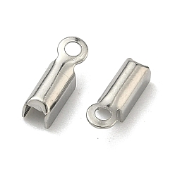 Нержавеющая Сталь Цвет Устойчивы к потускнению 304 нержавеющая сталь, складные обжимные концы, загибаем концы шнура, цвет нержавеющей стали, 8x2.5x2 мм, отверстие : 1 мм