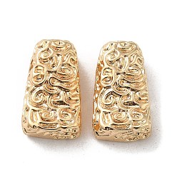 Real 18K Gold Plated Textured Brass Beads, Trapezoid, Real 18K Gold Plated, 14x8.5x6mm, Hole: 3.5x2.5mm