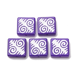 Средний Фиолетовый Бусины лэмпворк , квадрат с амулетом, средне фиолетовый, 18x18x6 мм, отверстие : 1.4~1.6 мм