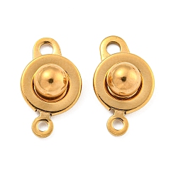 Золотой Ионное покрытие (IP) 201 застежки из нержавеющей стали, круглые, золотые, 15x9.5x5 мм, отверстия : 1 mm и 2 мм