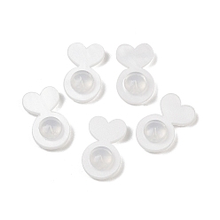 Белый Акриловые и силиконовые гайки для ушей, сердце, белые, 16x9.5 мм