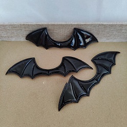 Black Bat Wings, Halloween Sew on Fluffy Ornament Accessories, DIY Sewing Craft Decoration, Black, 145x38mm