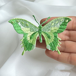 Pale Green Butterfly Self Adhesive Computerized Embroidery Cloth Iron on/Sew on Patches, Costume Accessories, Appliques, Pale Green, 50x80mm