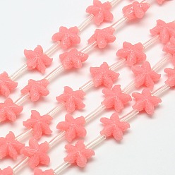 Pink Synthetic Coral Beads Strands, Dyed, Starfish/Sea Stars, Pink, 10x11x5.5mm, Hole: 1mm, about 24pcs/strand, 16.53 inch