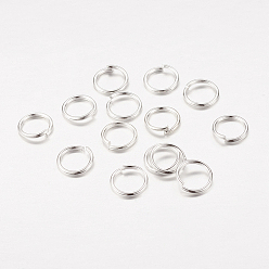 Silver Iron Jump Rings, Open Jump Rings, Silver, 8x1mm, 18 Gauge, Inner Diameter: 6mm, about 7200pcs/1000g