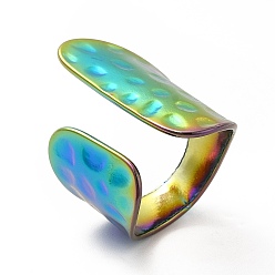 Rainbow Color Ионное покрытие (ip) 304 широкое плоское открытое манжетное кольцо из нержавеющей стали для женщин, Радуга цветов, размер США 6 1/2 (16.9 мм)