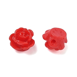 Красный Непрозрачные шарики cmолы, цветок розы, красные, 9x7 мм, отверстие : 1 мм