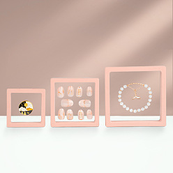 Pink Каркасные стойки из полиэтилена(пэ), с прозрачной мембраной, 3 Держатель дисплея с плавающей рамкой, коробка для монет, ромб, розовые, Внутренний размер: 11x11x2 см