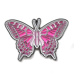 Butterfly Pink Series Enamel Pin, Platinum Zinc Alloy Brooch for Women, Butterfly, 24x35.5x1.5mm