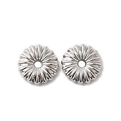 Платина Цветочные латунные бусины, долговечный, стойки покрытие, без свинца и без кадмия, платина, 8x2 мм, отверстие : 1.2 мм