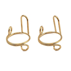 Настоящее золото 18K Покрытие (IP) 304 регулируемое кольцо из нержавеющей стали для унисекс, реальный 18 k позолоченный, арка: 14x8 мм, Внутренний диаметр: 12~13 мм.