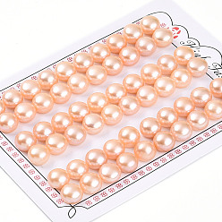 Персиковый Слойка Сорт 6бусины из натурального культивированного пресноводного жемчуга, половине просверлил, полукруглые бусины, розовые, 9.5~10x7 мм, отверстие : 1 мм